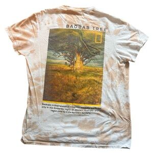 National Geographic Baobab Tree Tee - Cream and Orange Tie Dye 100% Cotton